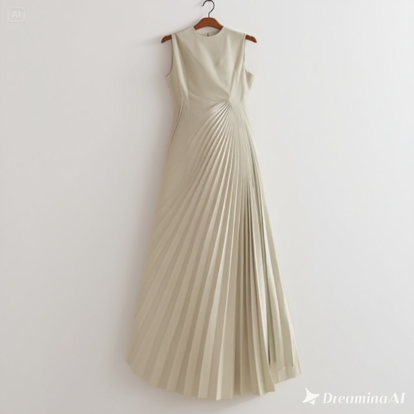 Sleeveless High Neck Pleated Evening Dress for Women