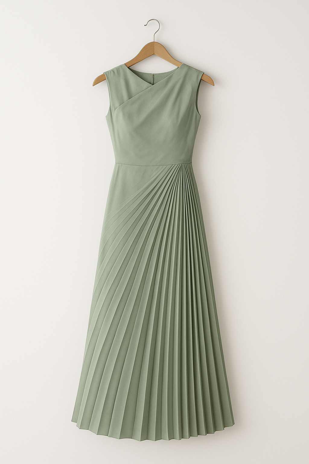 Sleeveless High Neck Pleated Evening Dress for Women