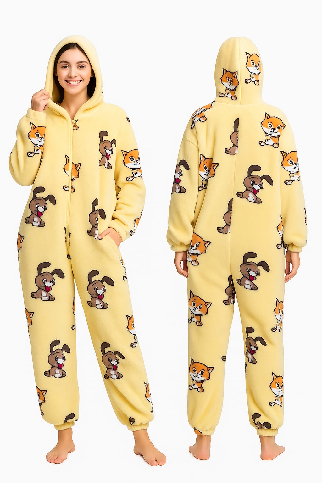 Winter Animal Onesie Pajamas – Unisex Dinosaur & Unicorn Flannel Cotton Sleepwear