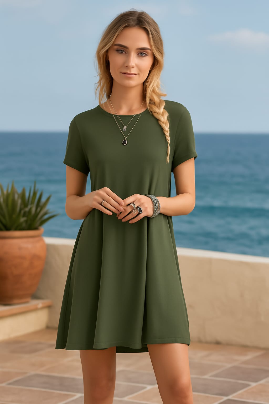 Women’s Casual Vintage O-Neck T-Shirt Mini Dress – Short Sleeve, Loose Fit, Elegant Streetwear Sundress