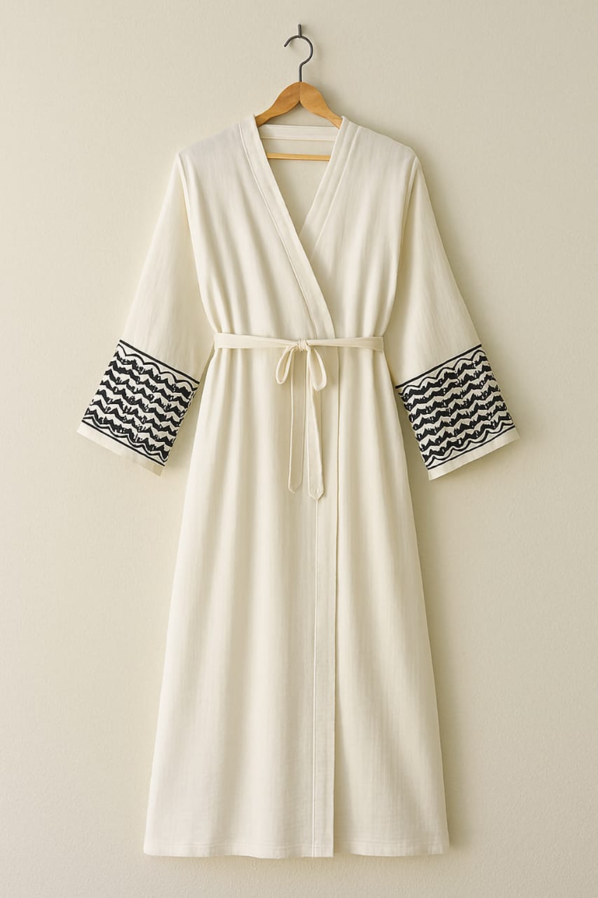 Open Front Embroidered Tassel Abaya Cardigan for Women