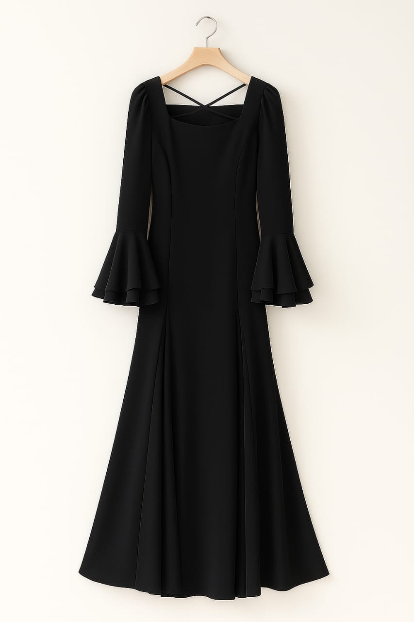 Autumn Ruffled Chiffon Maxi Dress for Women