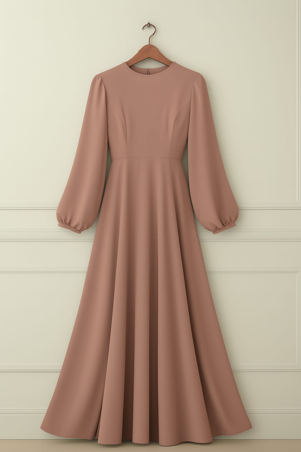 2025 Muslim Long Lantern Sleeve High Waist Dress for Women