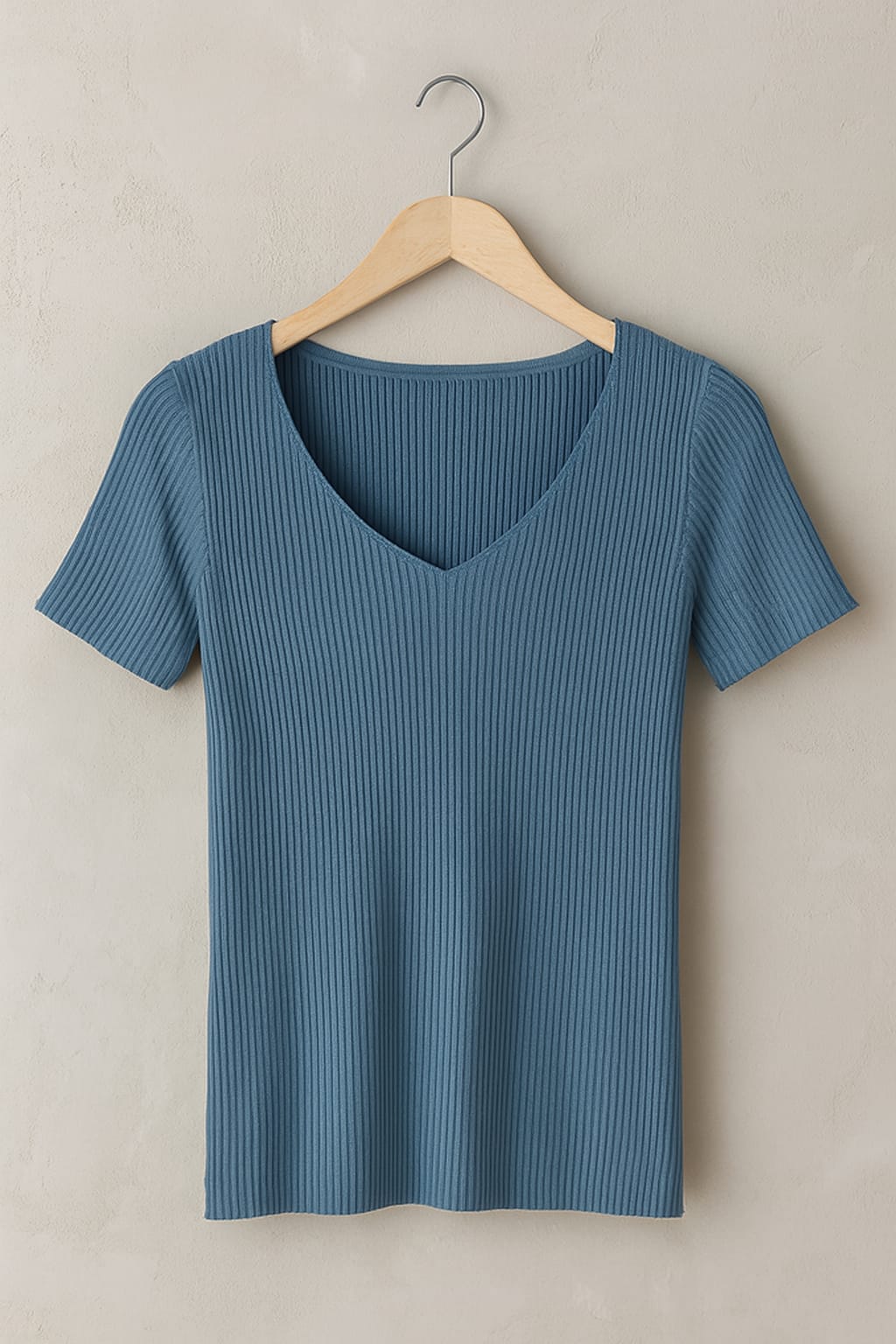 Women’s Basic V-Neck Ribbed Knit Sweater – Slim Fit Short Sleeve Summer Pullover Top