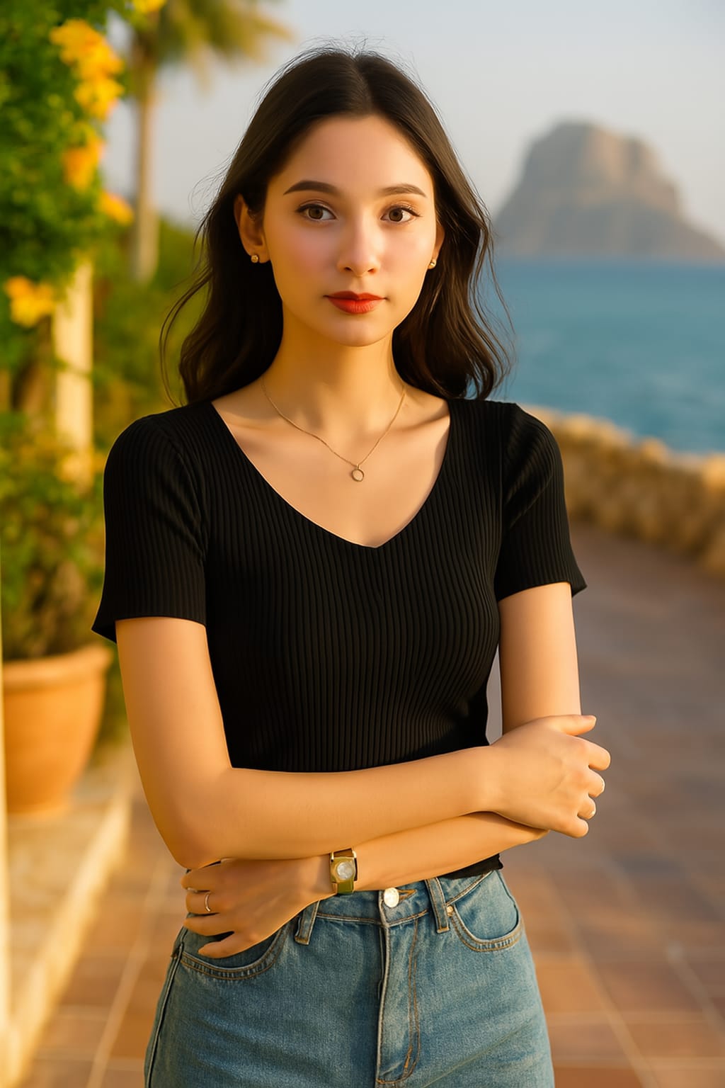 Women’s Basic V-Neck Ribbed Knit Sweater – Slim Fit Short Sleeve Summer Pullover Top